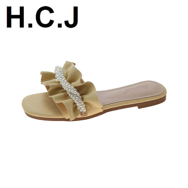 Model nou de papuci de dama din piele cu perle in doua culori