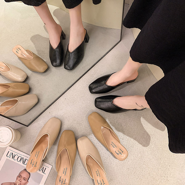 Γυναικείες παντόφλες στρογγυλεμένο μοντέλο με τακούνι