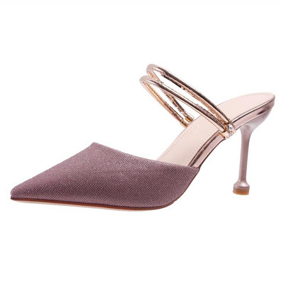 Μοντέρνες γυναικείες μυτερές παντόφλες με τακούνι ύψους 8,5 εκ