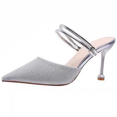 Μοντέρνες γυναικείες μυτερές παντόφλες με τακούνι ύψους 8,5 εκ