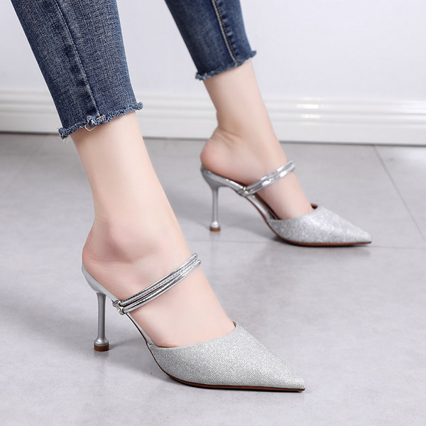 Μοντέρνες γυναικείες μυτερές παντόφλες με τακούνι ύψους 8,5 εκ