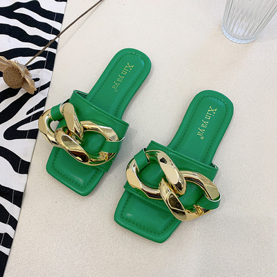 Papuci casual dama cu decor metalic in patru culori