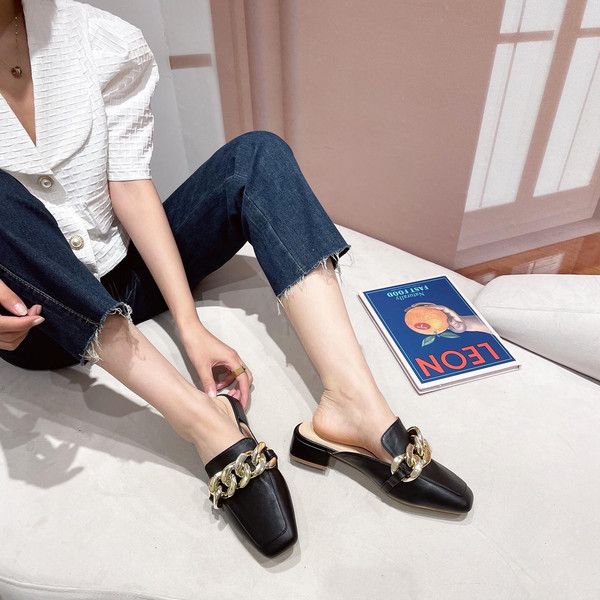 Papuci casual dama din piele in trei culori