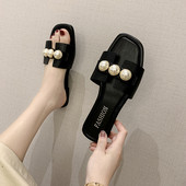 Papuci casual dama cu perle decorative