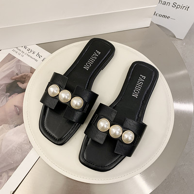 Papuci casual dama cu perle decorative