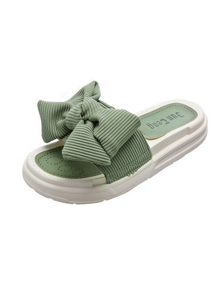 Παντόφλες για γυναίκες με επίπεδη σόλα και κορδέλα