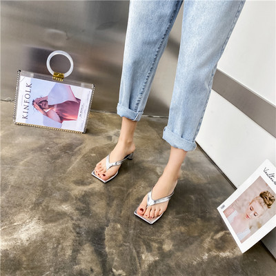 Νέο μοντέλο γυναικείες παντόφλες από οικολογικό δέρμα με ψηλό τακούνι 4,5 εκ