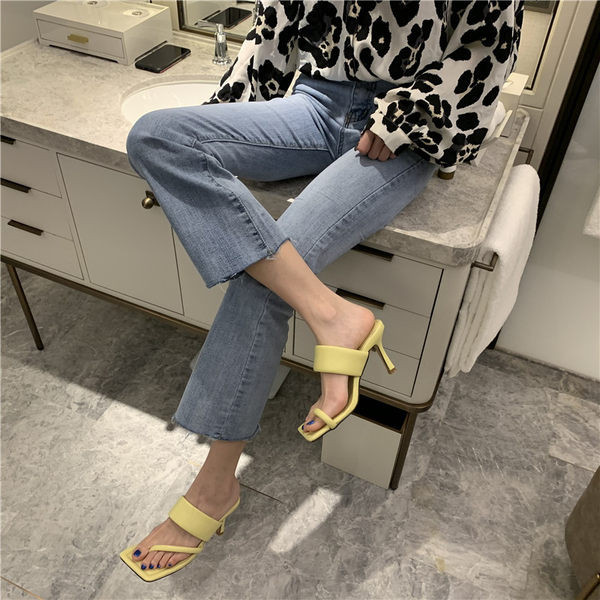 Model nou de papuci de dama din piele artificiala cu toc inalt de 7 cm