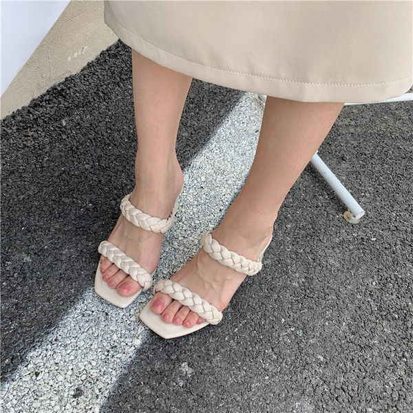 Papuci moderni de dama din piele ecologica cu toc de 8 cm