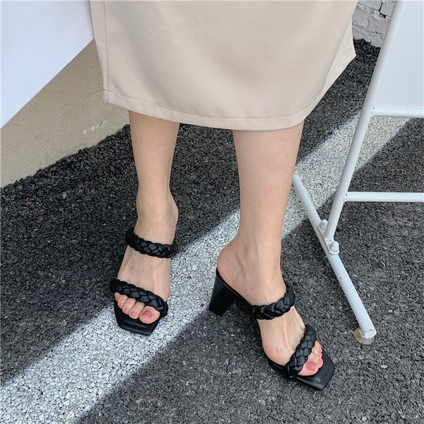 Papuci moderni de dama din piele ecologica cu toc de 8 cm