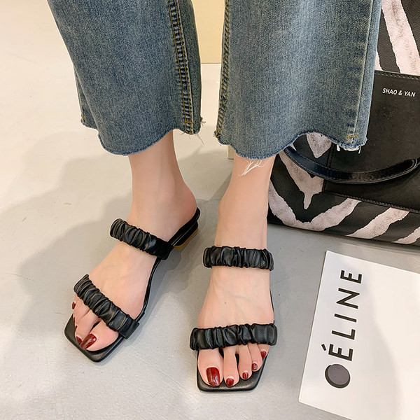 Papuci de dama din imitatie de piele in trei culori