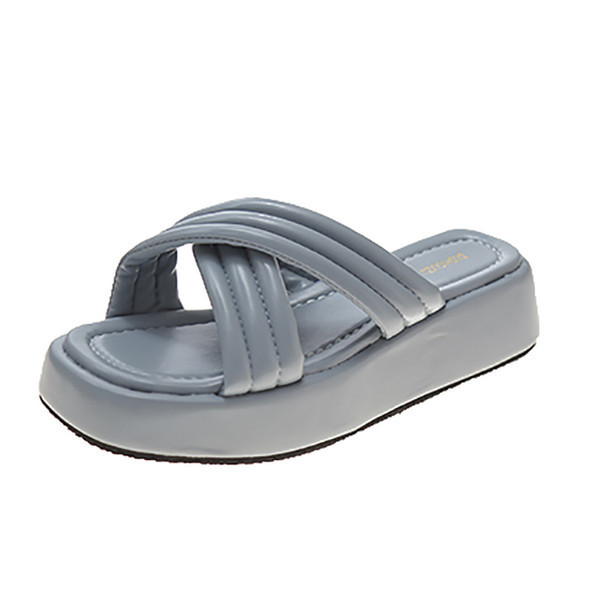 Papuci de damă cu talpă plată înaltă model uni