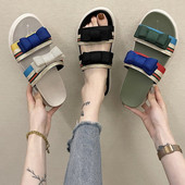 Γυναικείες παντόφλες με επίπεδη σόλα και κορδέλες σε διάφορα χρώματα