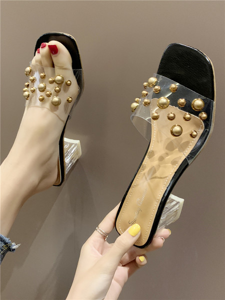 Papuci de dama eleganti cu toc inalt cu perle