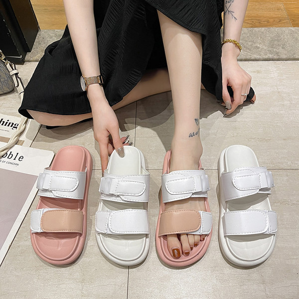 Papuci casual de dama cu talpa plate si velcro