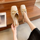 Papuci moderni de dama cu catarama din imitatie de piele