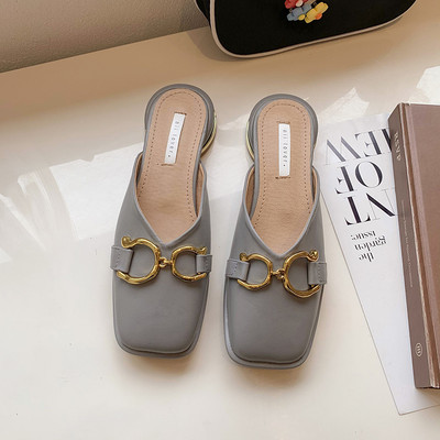 Papuci moderni de dama cu catarama din imitatie de piele