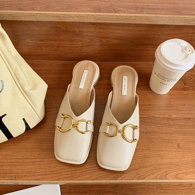 Papuci moderni de dama cu catarama din imitatie de piele