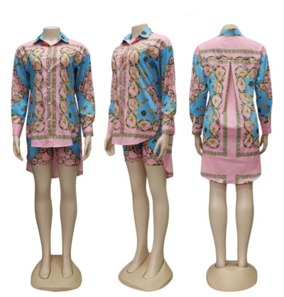 Κομψό γυναικείο σετ σορτς και πουκάμισο