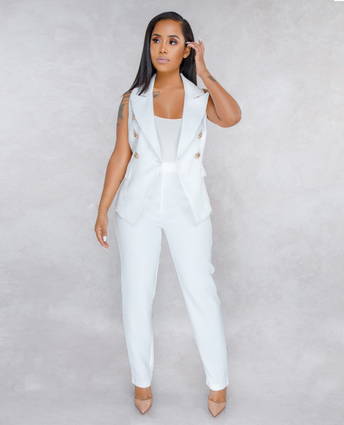 Set de damă modern de pantaloni lungi și vestă