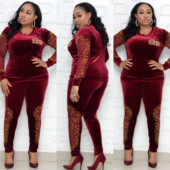 Set de bluză și pantaloni de damă de ultimă generație cu pietre