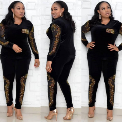 Set de bluză și pantaloni de damă de ultimă generație cu pietre