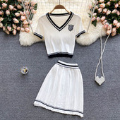 Ženski casual komplet kratkih rukava u bijeloj boji