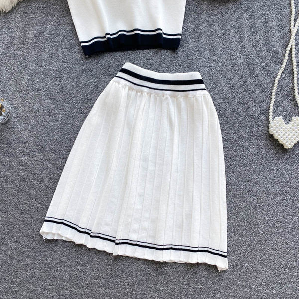 Ženski casual komplet kratkih rukava u bijeloj boji