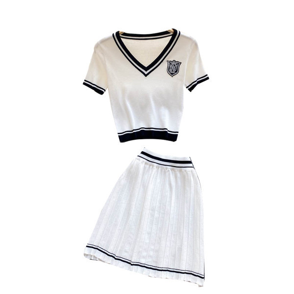 Ženski casual komplet kratkih rukava u bijeloj boji