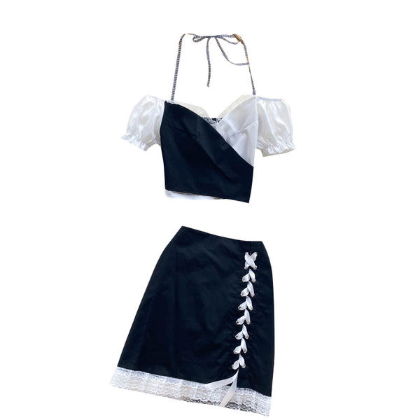 Ženski ljetni komplet s vezicama i kratkim rukavima