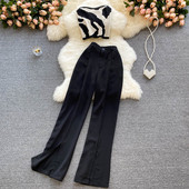 Novi model ženskog kompleta iz dva dijela u crnoj boji