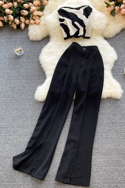 Novi model ženskog kompleta iz dva dijela u crnoj boji