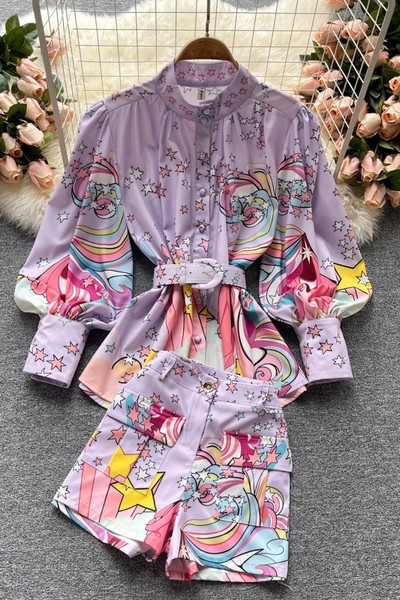 Set elegant pentru femei, cu model de culoare violet