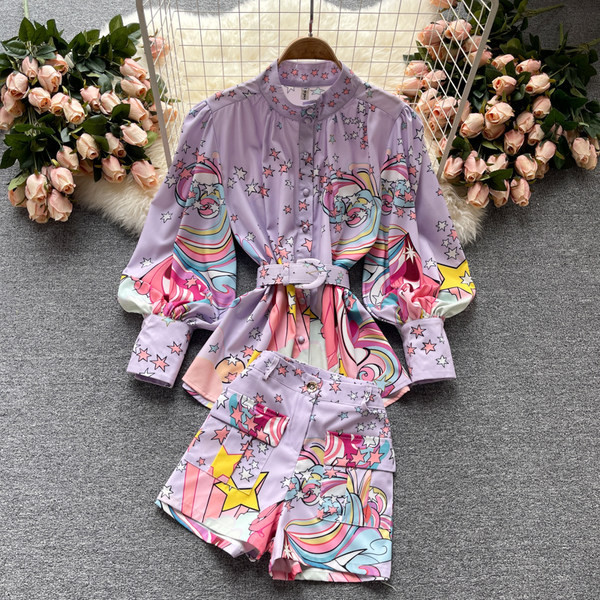 Set elegant pentru femei, cu model de culoare violet