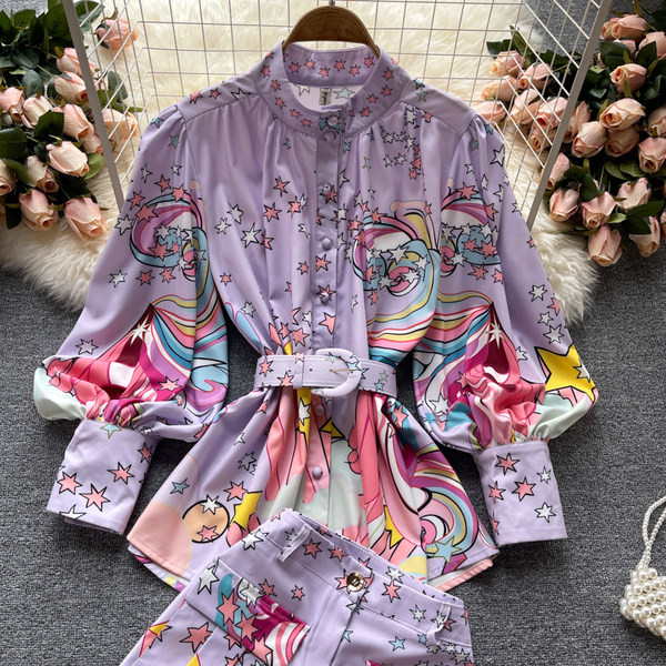 Set elegant pentru femei, cu model de culoare violet