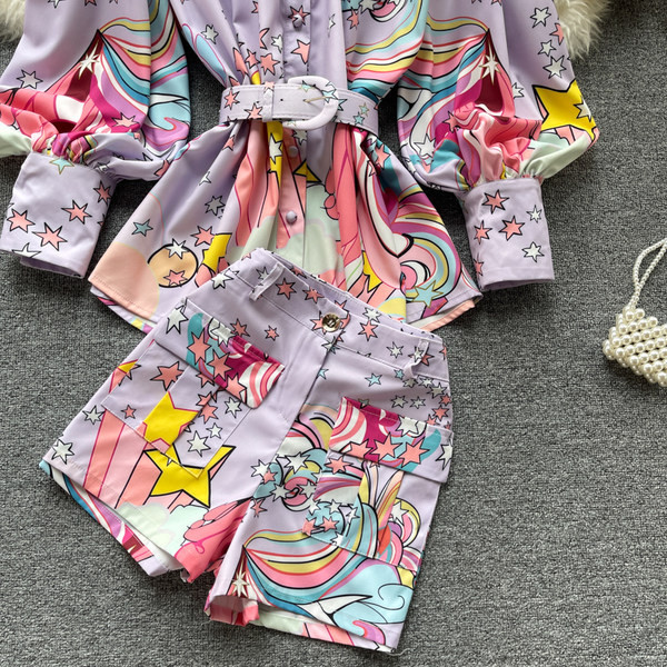 Set elegant pentru femei, cu model de culoare violet