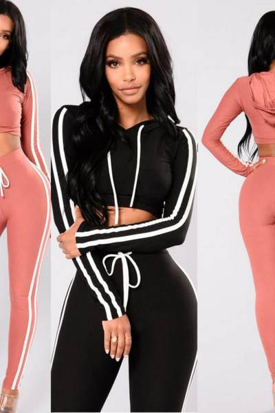 Mūsdienīgs sieviešu īsās blūzes komplekts ar saitēm un legingiem