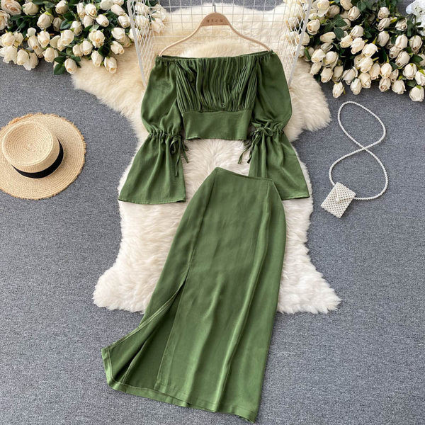 Set casual dama de culoare verde