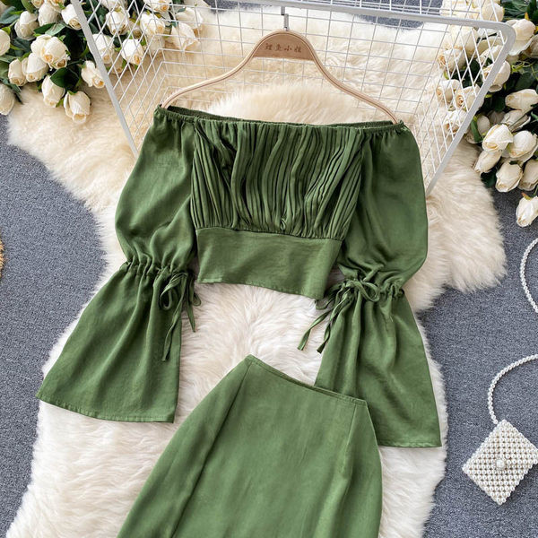 Set casual dama de culoare verde