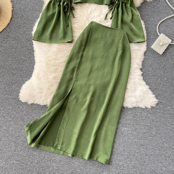 Set casual dama de culoare verde