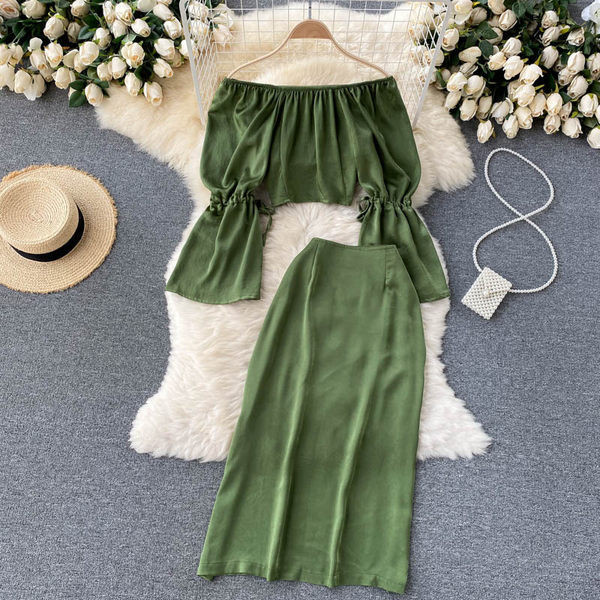 Set casual dama de culoare verde