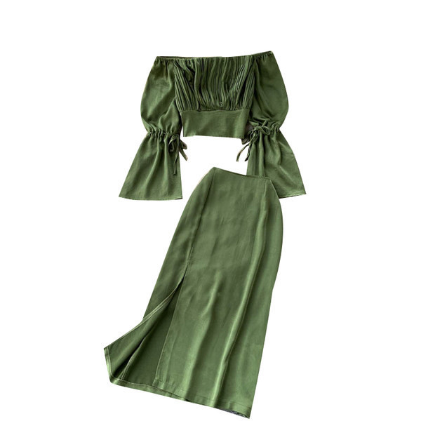 Set casual dama de culoare verde