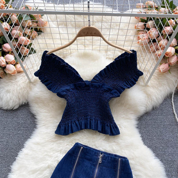 Jauna modeļa sieviešu komplekts ar rāvējslēdzēju zilā krāsā