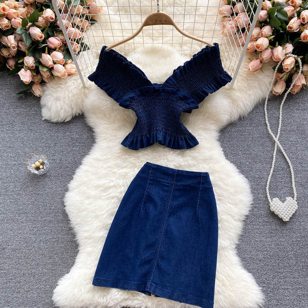 Jauna modeļa sieviešu komplekts ar rāvējslēdzēju zilā krāsā