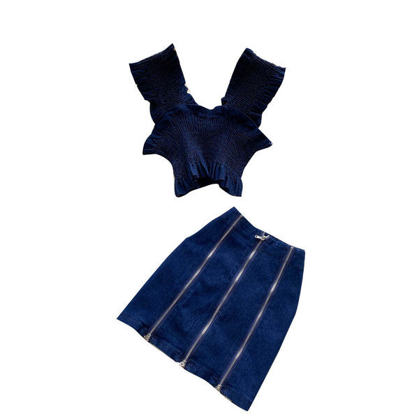 Jauna modeļa sieviešu komplekts ar rāvējslēdzēju zilā krāsā