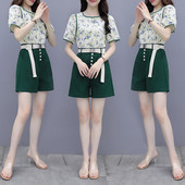 Ženski komplet dvodijelne bluze kratkih rukava i kratke hlačice visokog struka