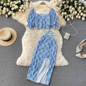 Set dama cu cravate in albastru