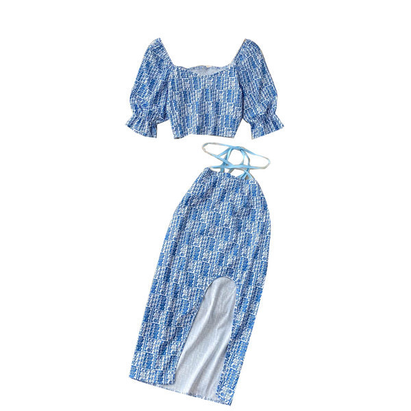 Set dama cu cravate in albastru