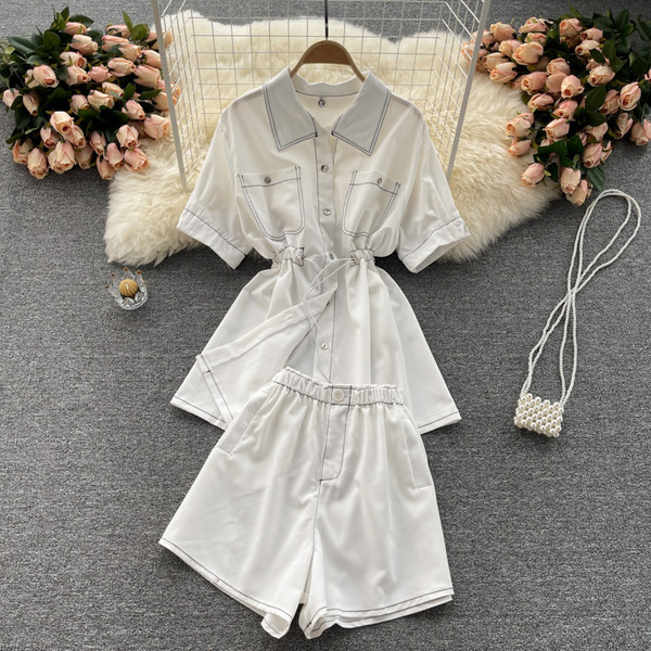 Sieviešu ikdienas komplekts ar elastīgu jostasvietu piecās krāsās