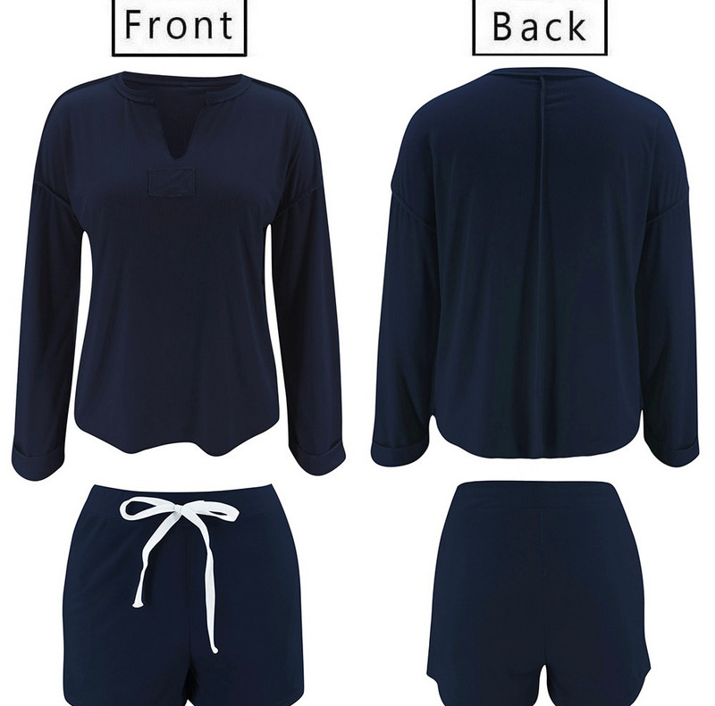 Set casual dama de bluza si pantaloni scurti cu cravate